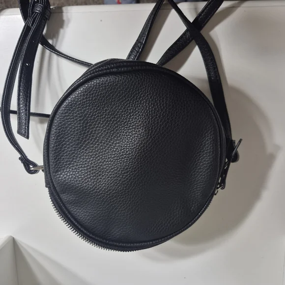 Tahari Black Faux Leather Round Crossbody Bag - Picture 7 of 9